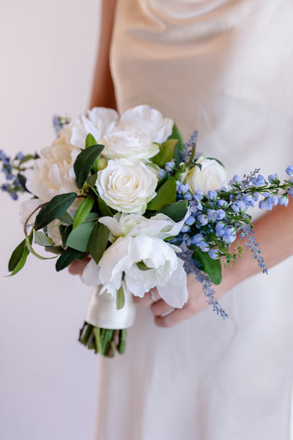 flowers to go with blue bridesmaid dresses Bride @cassidy_dudley curated the perfect combination of blue floral mismatched bridesmaid dresses! Links in bio. I had 11 bridesmaids in total and all dresses were from Dessy! I paired the colors/pattern