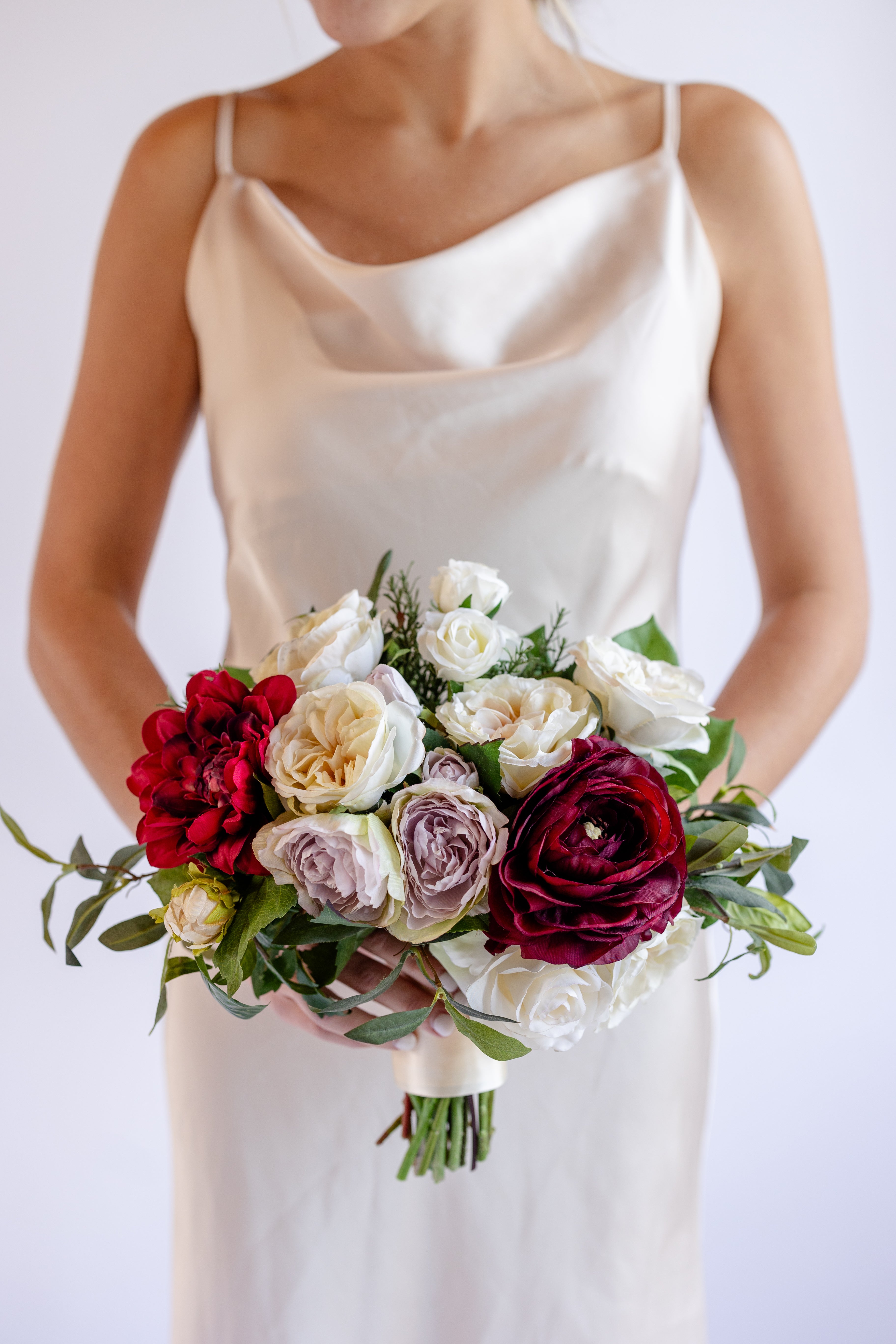 Tuscany Collection - Bridesmaid Bouquet - With Burgundy Blooms