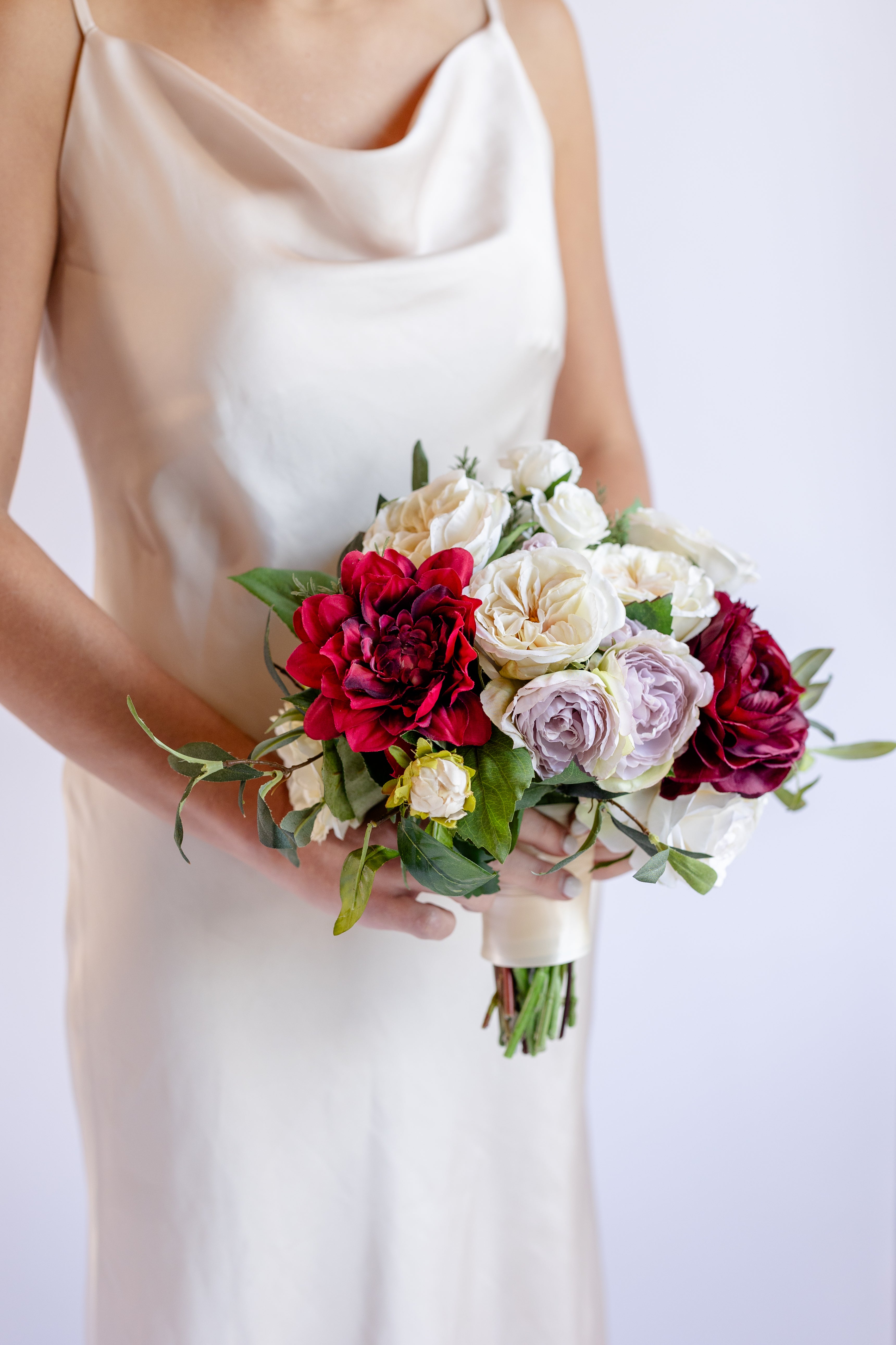 Tuscany Collection - Bridesmaid Bouquet - With Burgundy Blooms