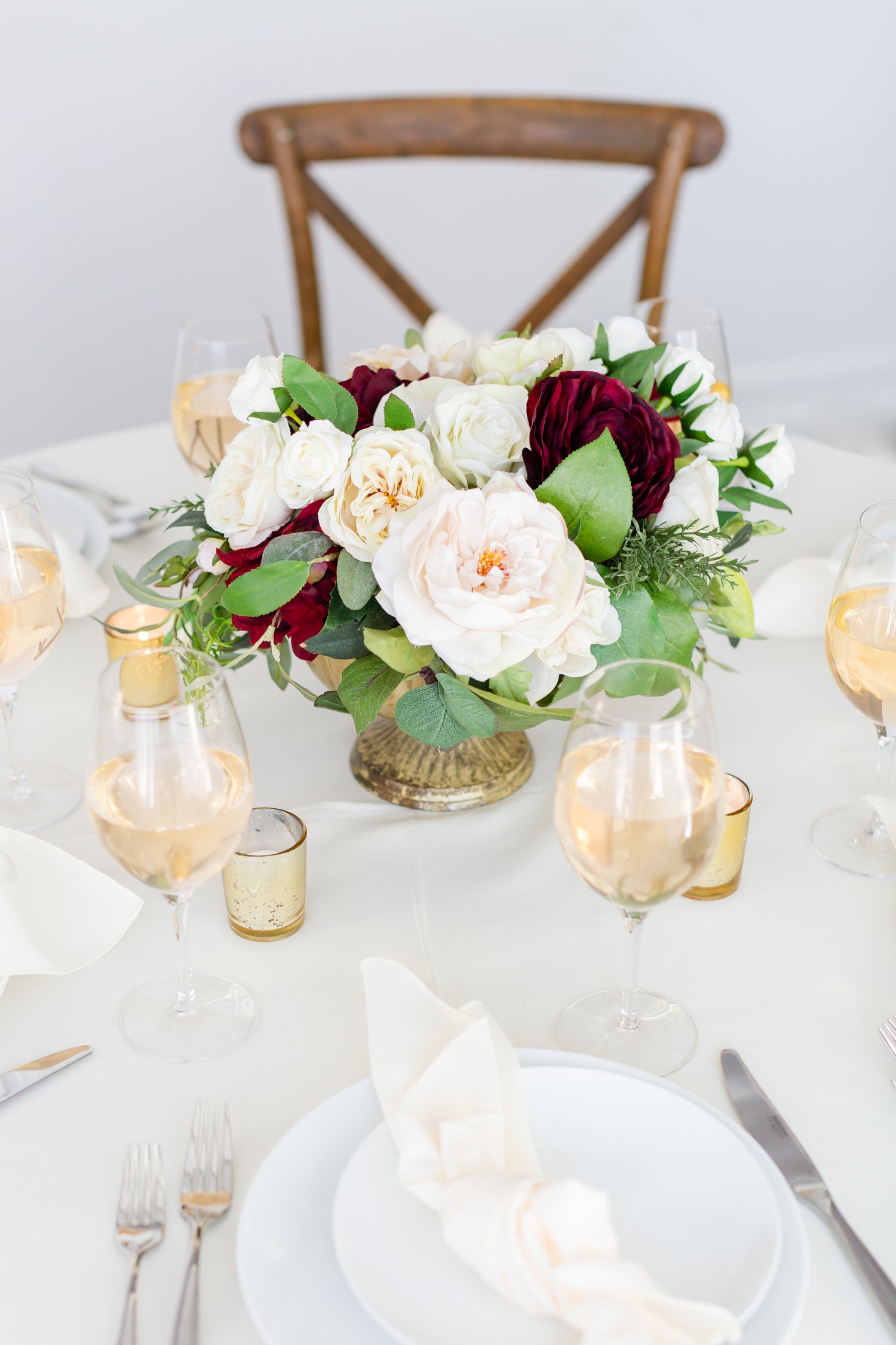 Tuscany Collection - Table Centerpiece - With Burgundy Blooms