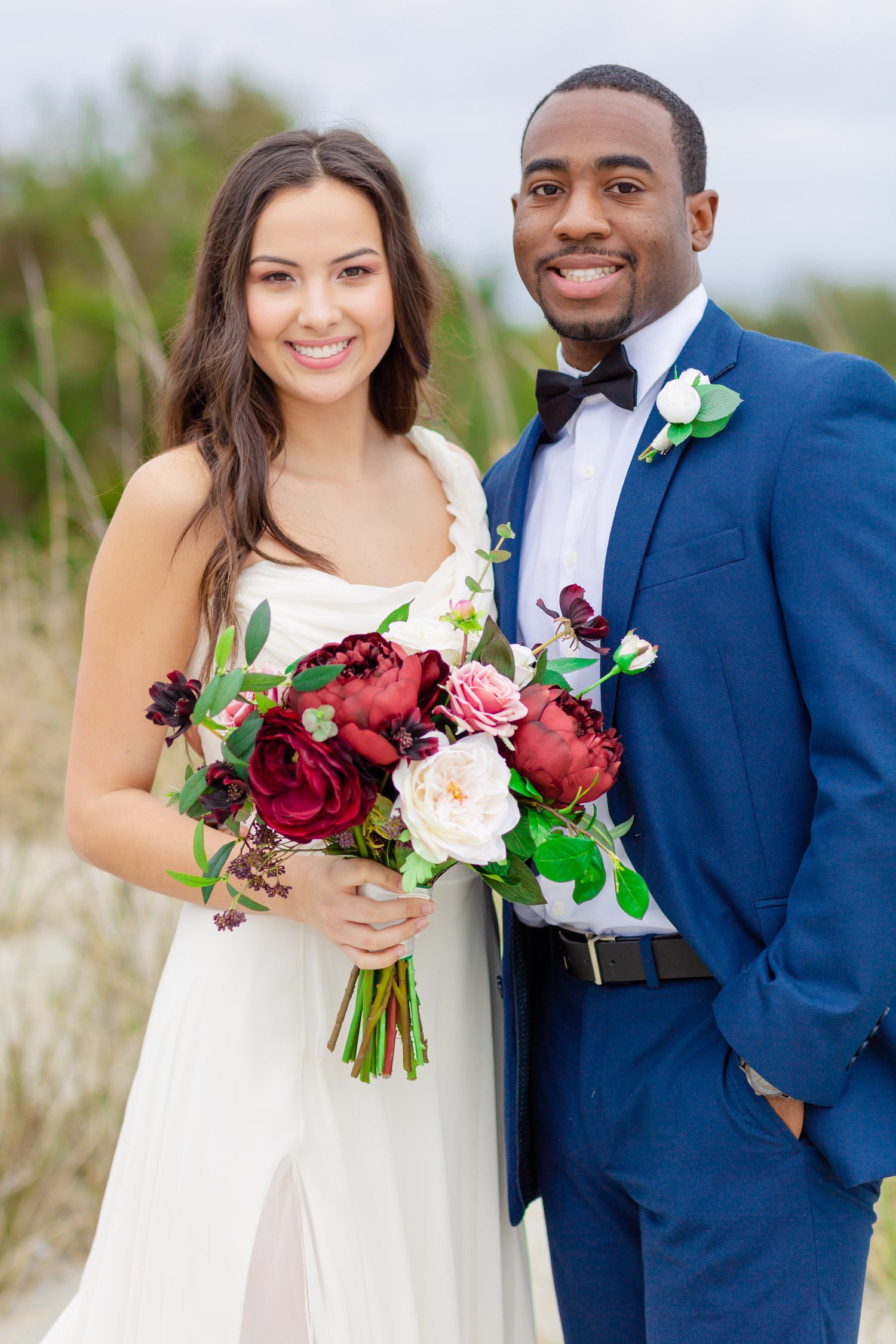 Tuscany Burgundy Pink - Bride Bouquet - With DEEP Burgundy Blooms and Pink