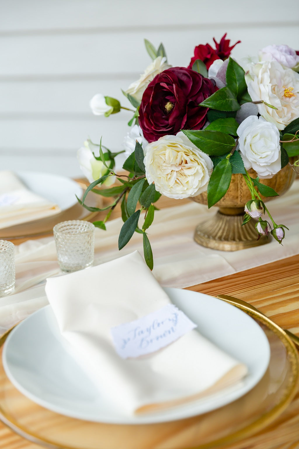 Tuscany Collection - Table Centerpiece - With Burgundy Blooms