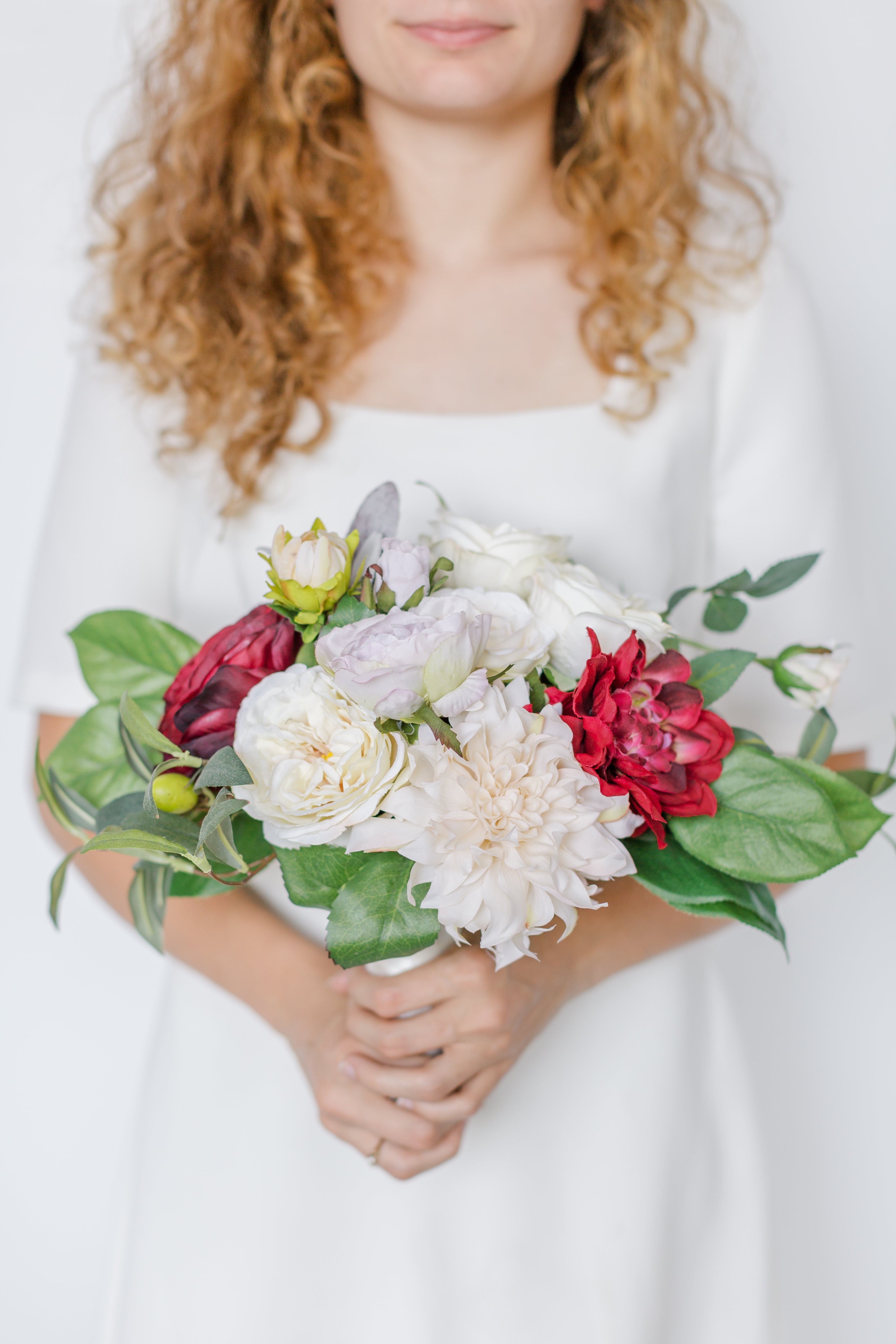 Tuscany Collection - Bridesmaid Bouquet - With Burgundy Blooms