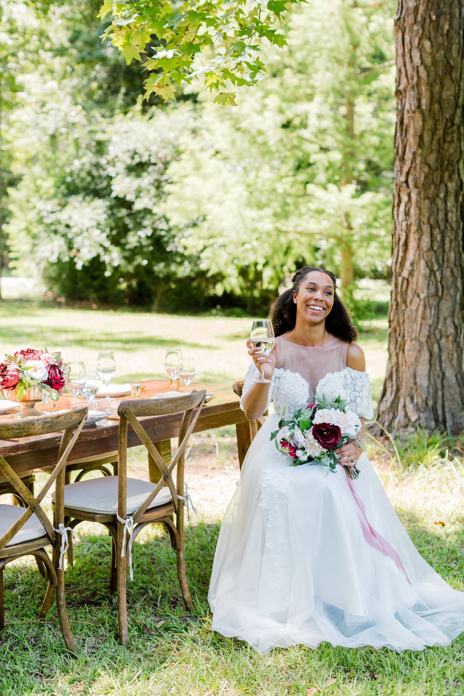 Tuscany Collection - Bride Bouquet - With Burgundy Blooms